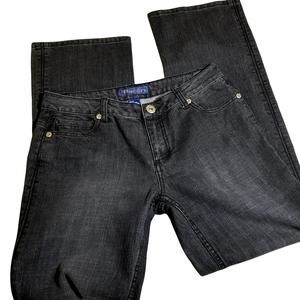 baccini mid rise decorative pockets black jeans dark wash midrise